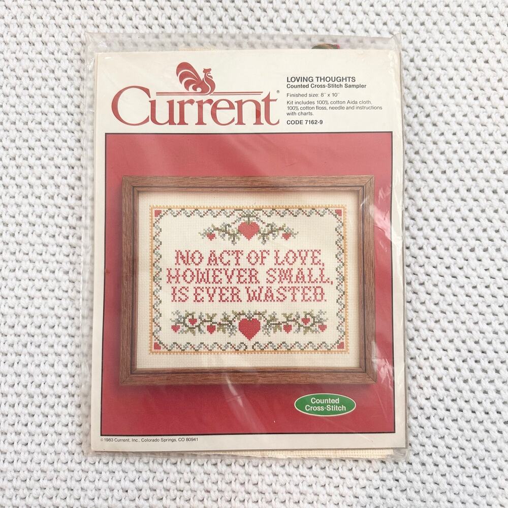 Current New Packaging NIP Loving Thoughts Counted Cross Stitch Kit Sealed 1983